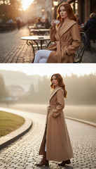 Heavy Wool Hooded Coat with Belt – Available in Black & Beige| لونج