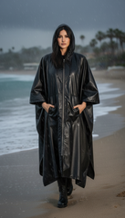 🖤 Waterproof Oiled Oversize Jacket with Large Hood – Black Only| لامع