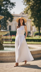 Linen Cloche Skirt with Hidden Pockets |كلوش