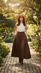 Linen Cloche Skirt with Hidden Pockets |كلوش