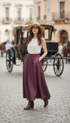 Linen Cloche Skirt with Hidden Pockets |كلوش