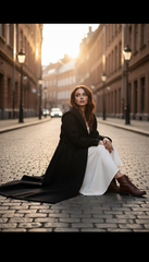 Heavy Wool Hooded Coat with Belt – Available in Black & Beige| لونج