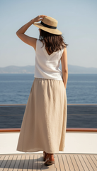 Linen Cloche Skirt with Hidden Pockets |كلوش