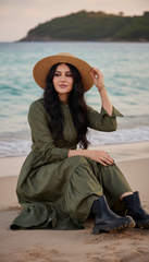 Maxi Dress with Front Zipper & Adjustable Inner Belt  |مشحم سوسته