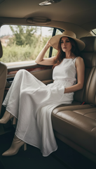 Linen Cloche Skirt with Hidden Pockets |كلوش