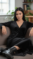 Turkish Velvet Wrap Dress  – Perfect for Any Occasion | راب قطيفه