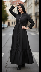Maxi Dress with Front Zipper & Adjustable Inner Belt  |مشحم سوسته