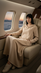 Kafftan with Hoodie  - Linen Treated-Linen  | سويت شيرت