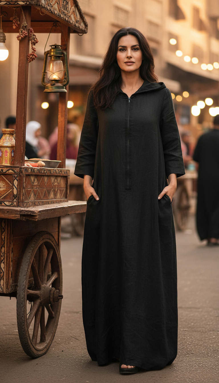 Long Waterproof Kaftan with Zipper – تفته