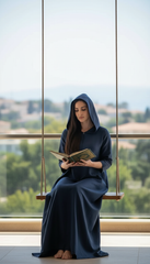 Navy Linen Kaftan: Side Pockets & Hidden Magic Zipper | سوسته سحريه