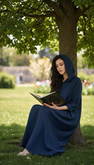 Navy Linen Kaftan: Side Pockets & Hidden Magic Zipper | سوسته سحريه