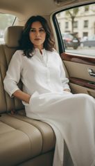 Practical Linen Kaftan in Army Green & White: for Every Occasion| فتحتين  ( زيتى  او ابيض