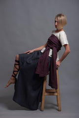 Scarf ...Plum Linen Shawl with Adjustable Styling Strap | شال بنفسج