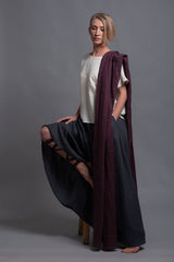 Scarf ...Plum Linen Shawl with Adjustable Styling Strap | شال بنفسج