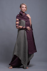 Scarf ...Plum Linen Shawl with Adjustable Styling Strap | شال بنفسج