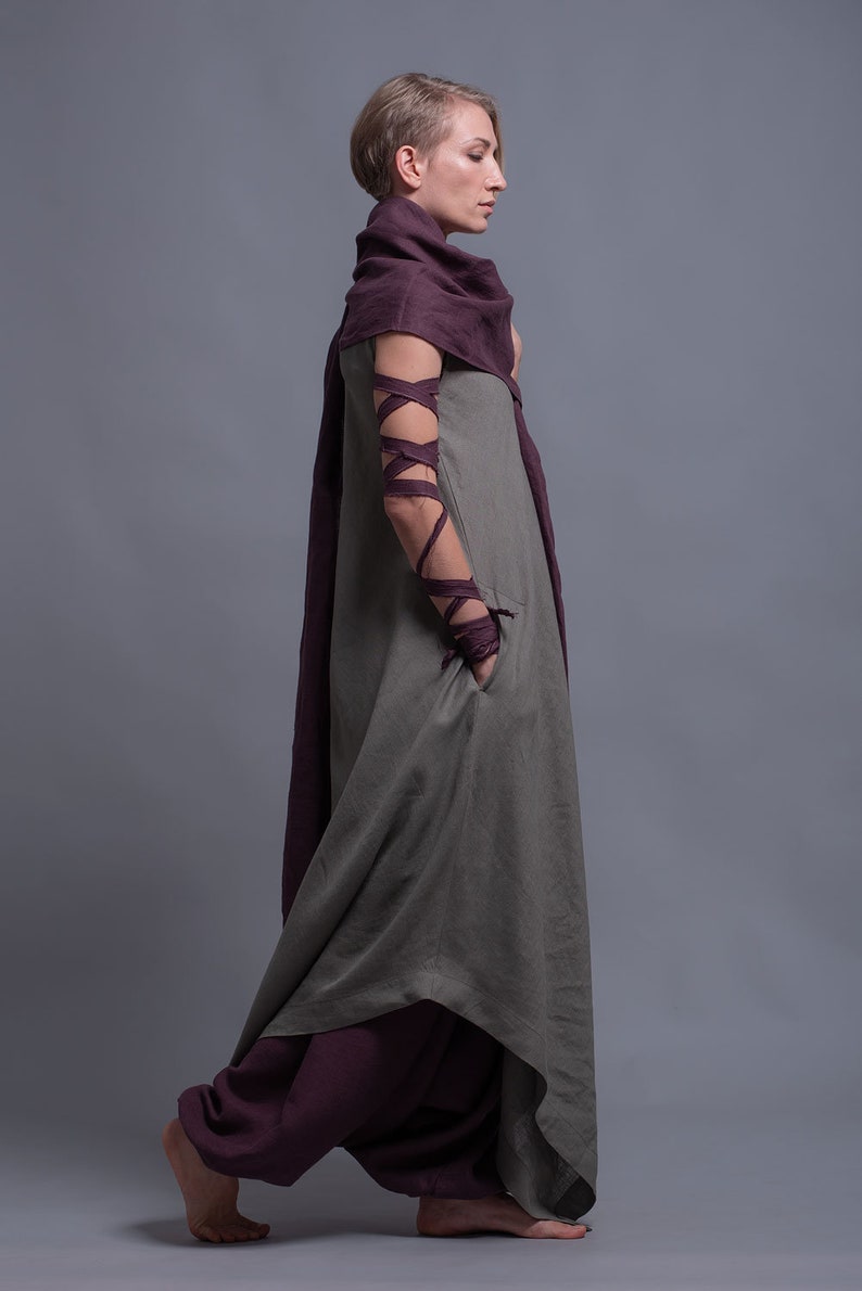 Scarf ...Plum Linen Shawl with Adjustable Styling Strap | شال بنفسج