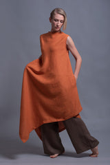 Versatile Linen Outfits – Sleeveless Dress with Side Pockets & Mix-and-Match Pieces_ سمبوكسه