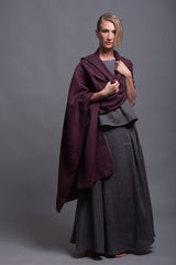 Scarf ...Plum Linen Shawl with Adjustable Styling Strap | شال بنفسج