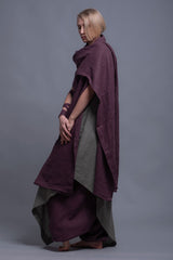 Scarf ...Plum Linen Shawl with Adjustable Styling Strap | شال بنفسج
