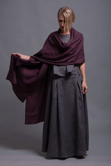 Scarf ...Plum Linen Shawl with Adjustable Styling Strap | شال بنفسج