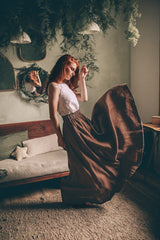 Linen Cloche Skirt with Hidden Pockets |كلوش