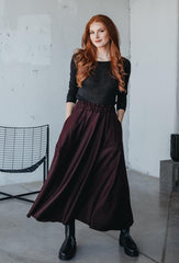 Long Linen Skirt in Eggplant Purple – Elegant for Every Season / جيب بنفسج
