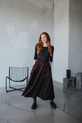 Long Linen Skirt in Eggplant Purple – Elegant for Every Season / جيب بنفسج