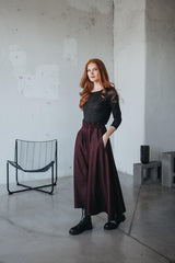 Long Linen Skirt in Eggplant Purple – Elegant for Every Season / جيب بنفسج