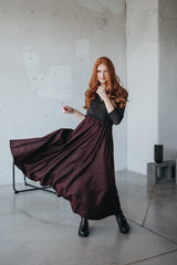 Long Linen Skirt in Eggplant Purple – Elegant for Every Season / جيب بنفسج