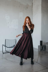 Long Linen Skirt in Eggplant Purple – Elegant for Every Season / جيب بنفسج