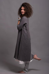 Long Linen Top with Side Slits – Versatile and Chic Look | توب فتحتات جراى