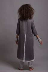 Long Linen Top with Side Slits – Versatile and Chic Look | توب فتحتات جراى