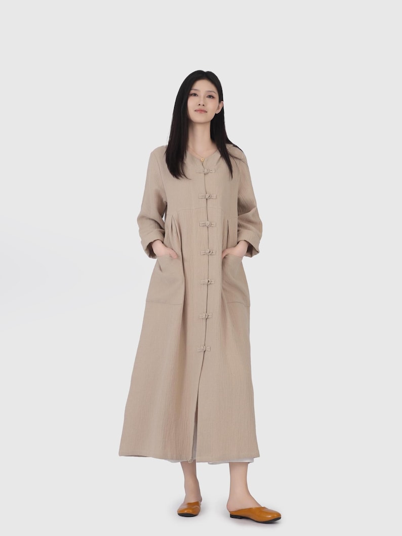 Japanese Kaftan – Anti-Wrinkle Linen, Handmade Buttons, Multiple Colors