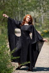 Natural Linen Dress: Elegant Brown & Black for All Occasions