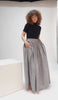 Gray Linen Skirt: Wide Elastic, Back Zipper & Two Pockets - Available in All Sizes