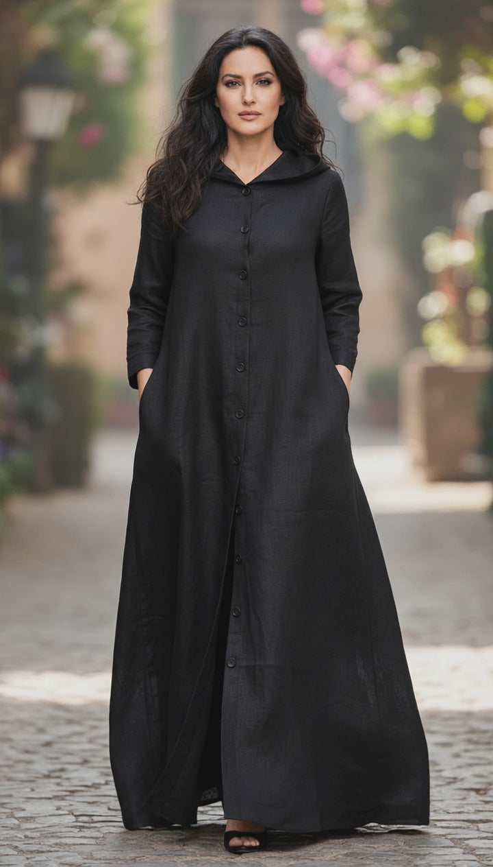 Italian Linen Kaftan – Versatile & Stylish for Every Occasion| مفتوح زراير