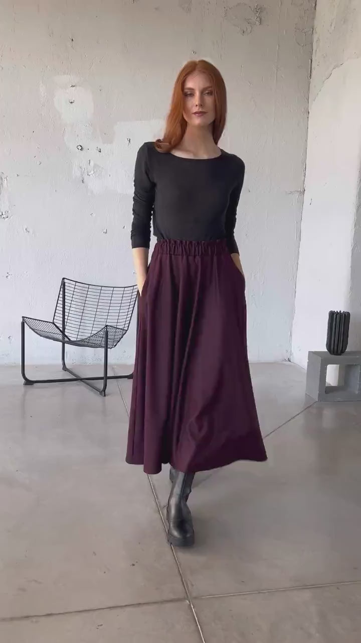 Long Linen Skirt in Eggplant Purple – Elegant for Every Season / جيب بنفسج