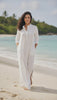 Practical Linen Kaftan in Army Green & White: for Every Occasion| فتحتين  ( زيتى  او ابيض