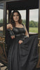 Sleeveless Black Dress with Leather Touch & Velvet Lining – Includes Gloves & Wide Belt|  دريس جلد مع جوانتى